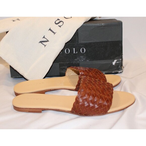 Nisolo ISLA Slide‎ Sandal Desert BRANDY Woven Leather Women's - Picture 2 of 9